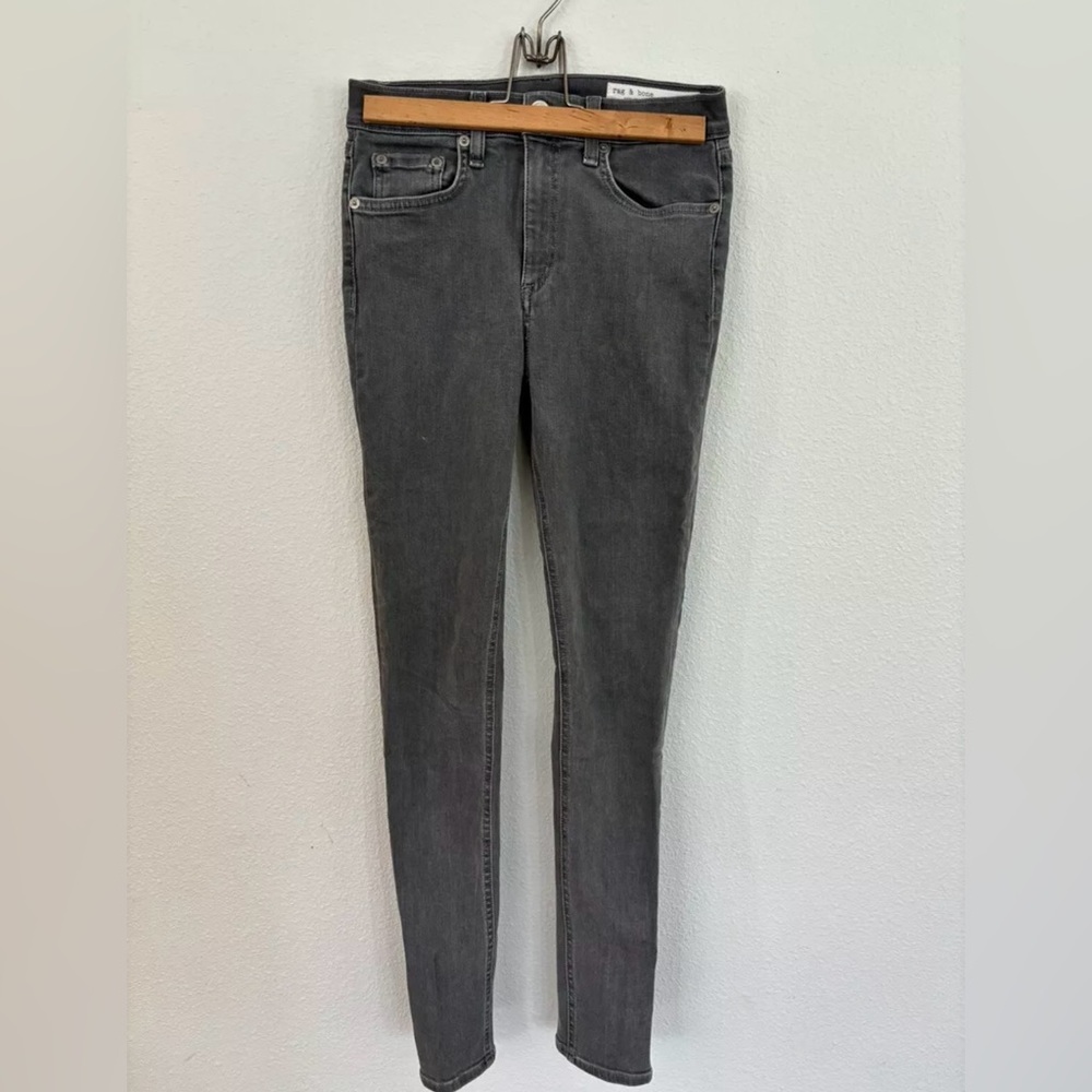 Rag & Bone Tech Coated Rin Gray Grey High Rise Skinny Jeans Size 26 Women’s